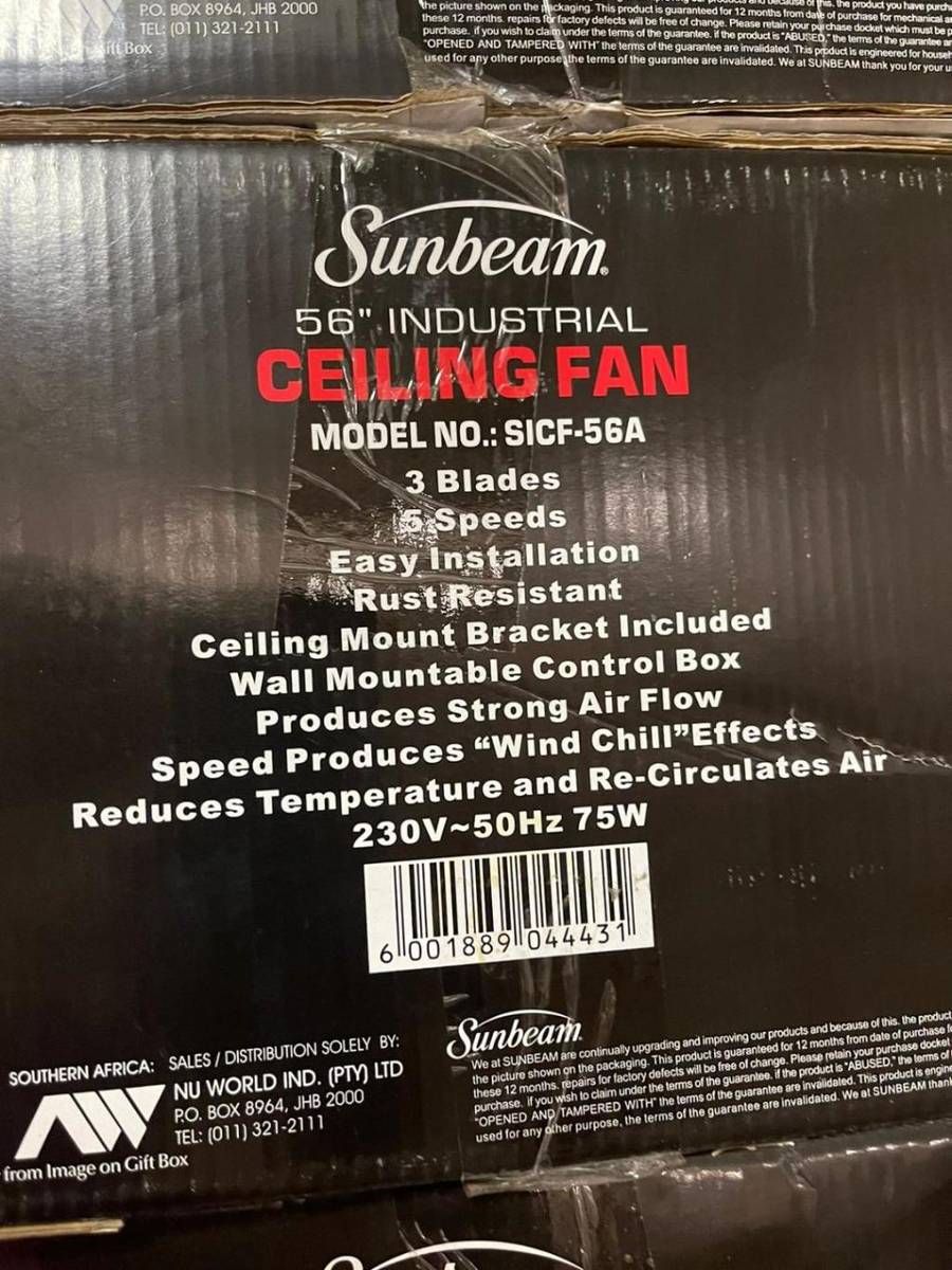 Fans *ONLY 5 AVALIABLE*R30 FREIGHT*NEW SUNBEAM 56 INCH INDUSTRIAL